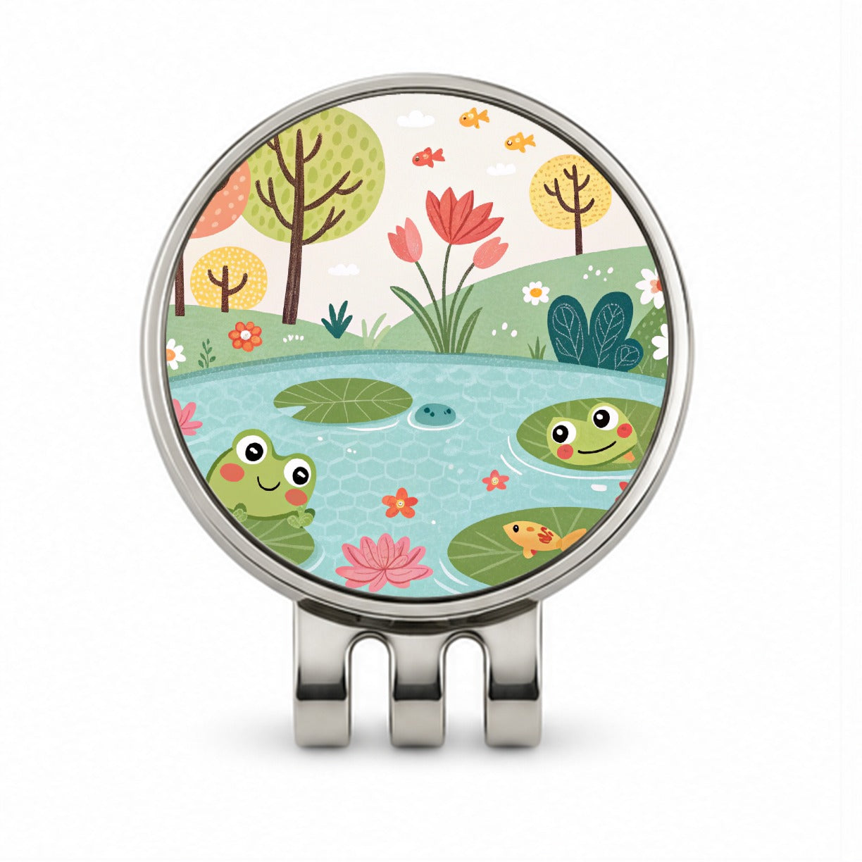 Pond And Frogs Golf Hat Clip with Ball Marker