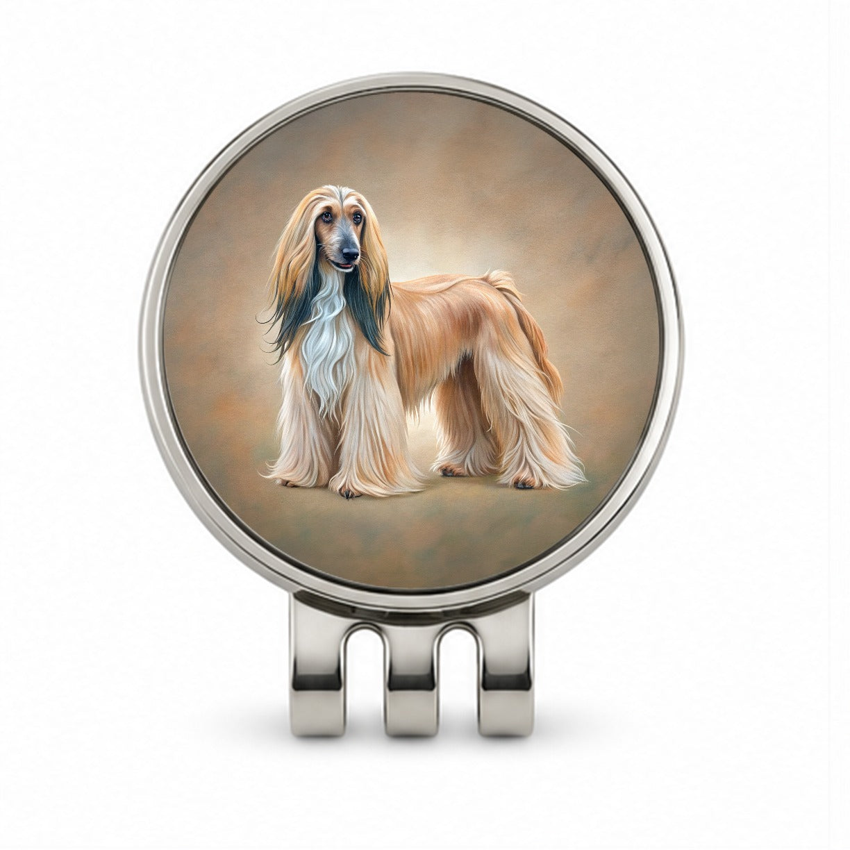 Afghan Hound Dog Illustration Golf Hat Clip with Ball Marker