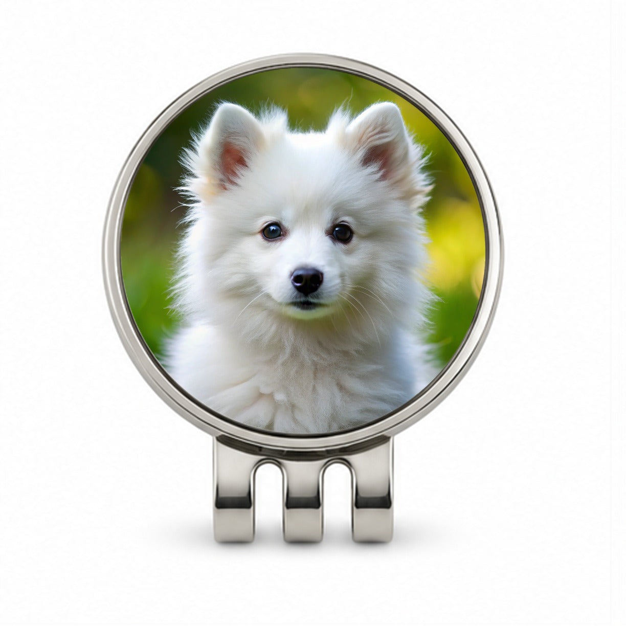 American Eskimo Dog Puppy Photo Golf Hat Clip with Ball Marker