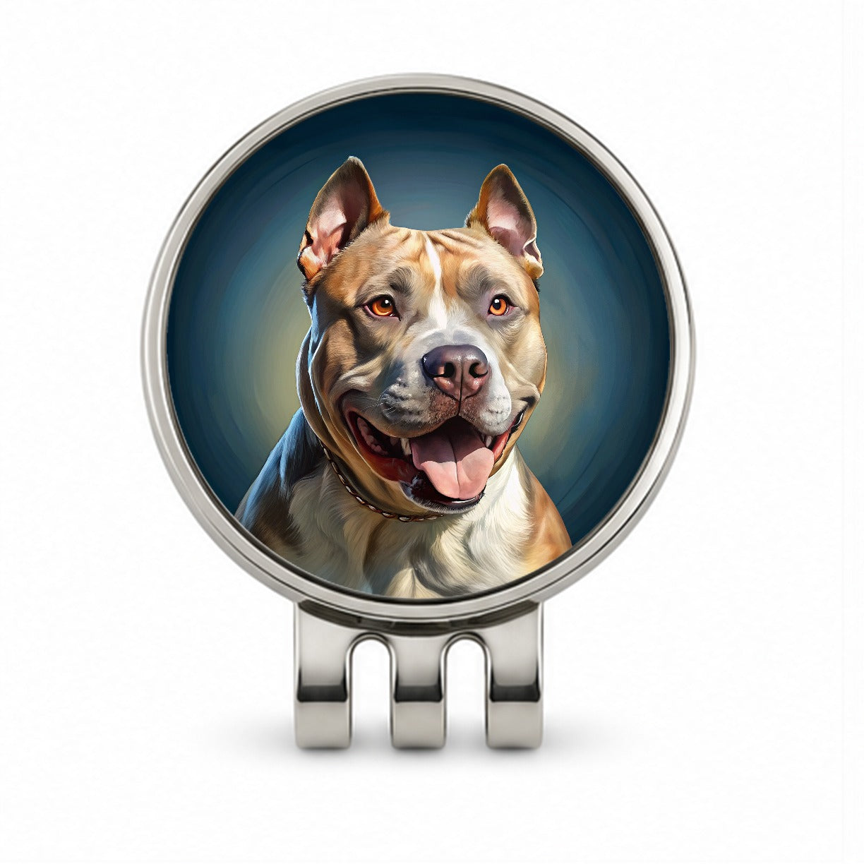 American Staffordshire Terrier Dog Illustration Golf Hat Clip with Ball Marker