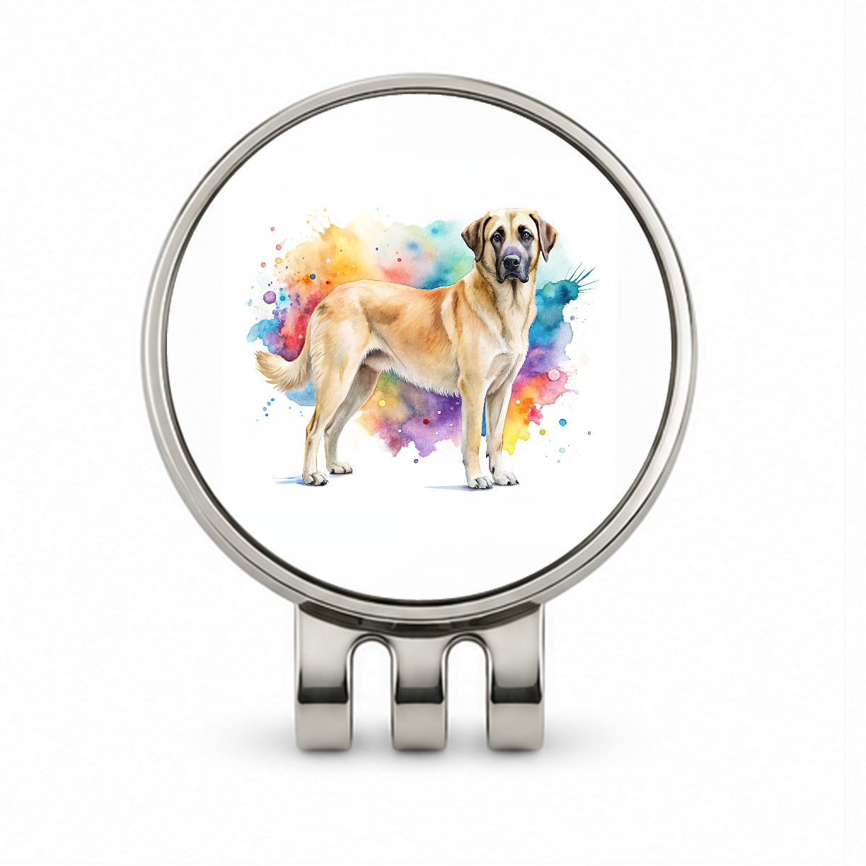Anatolian Shepherd Dog Watercolor Style Golf Hat Clip with Ball Marker