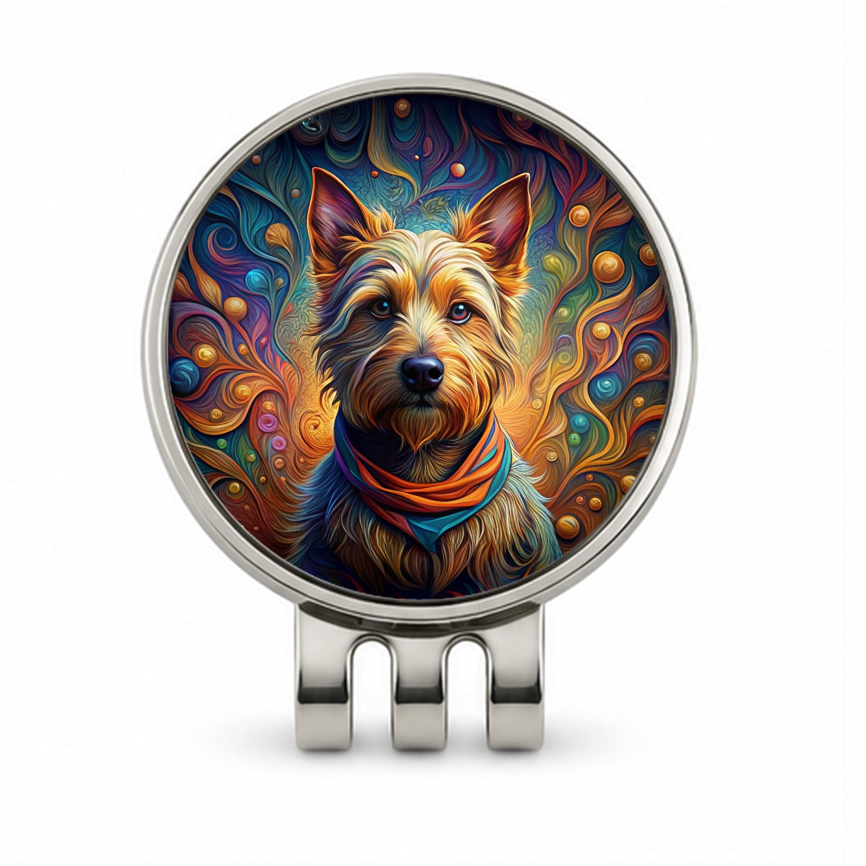 Australian Terrier Dog Art Nouveau Golf Hat Clip with Ball Marker