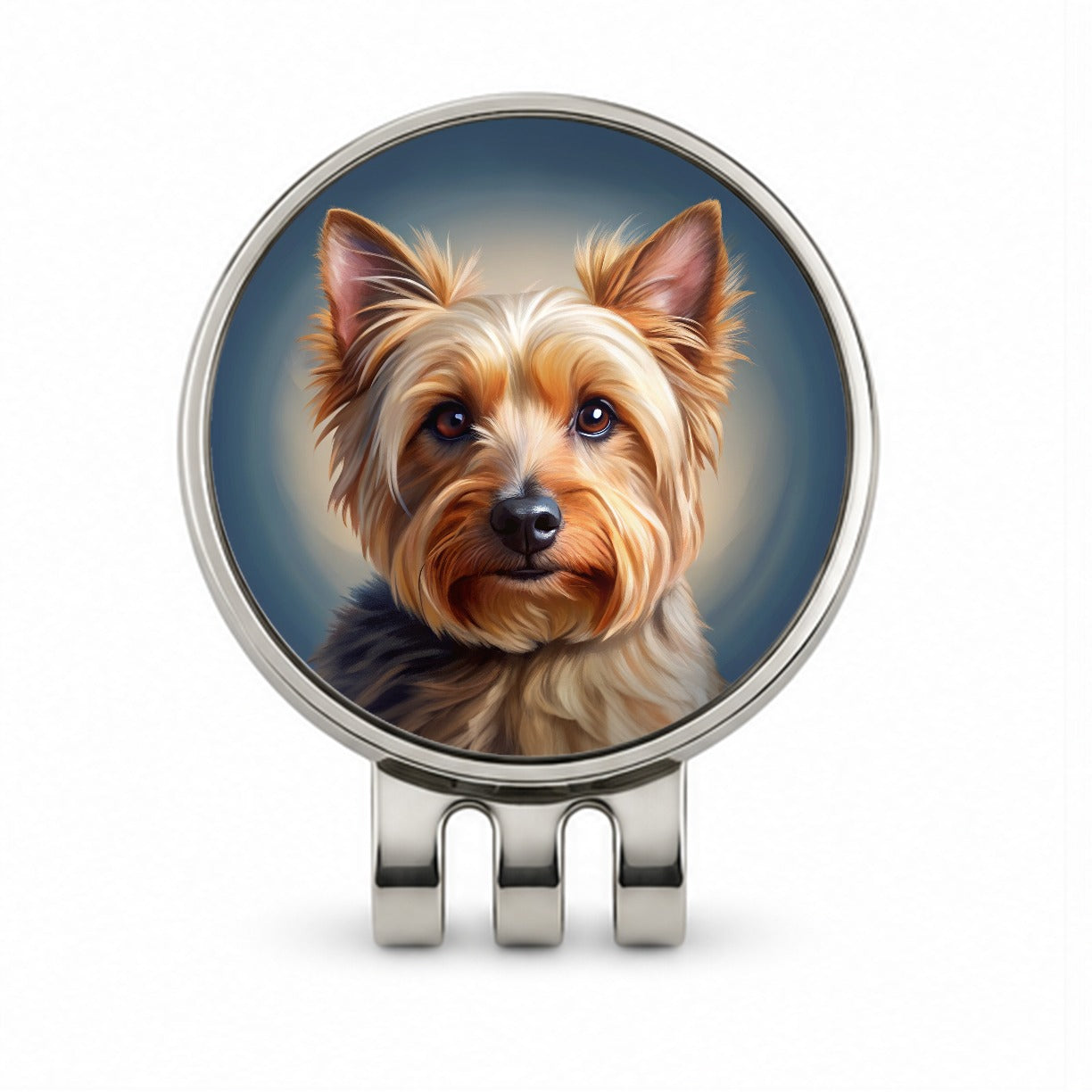 Australian Terrier Dog Illustration Golf Hat Clip with Ball Marker