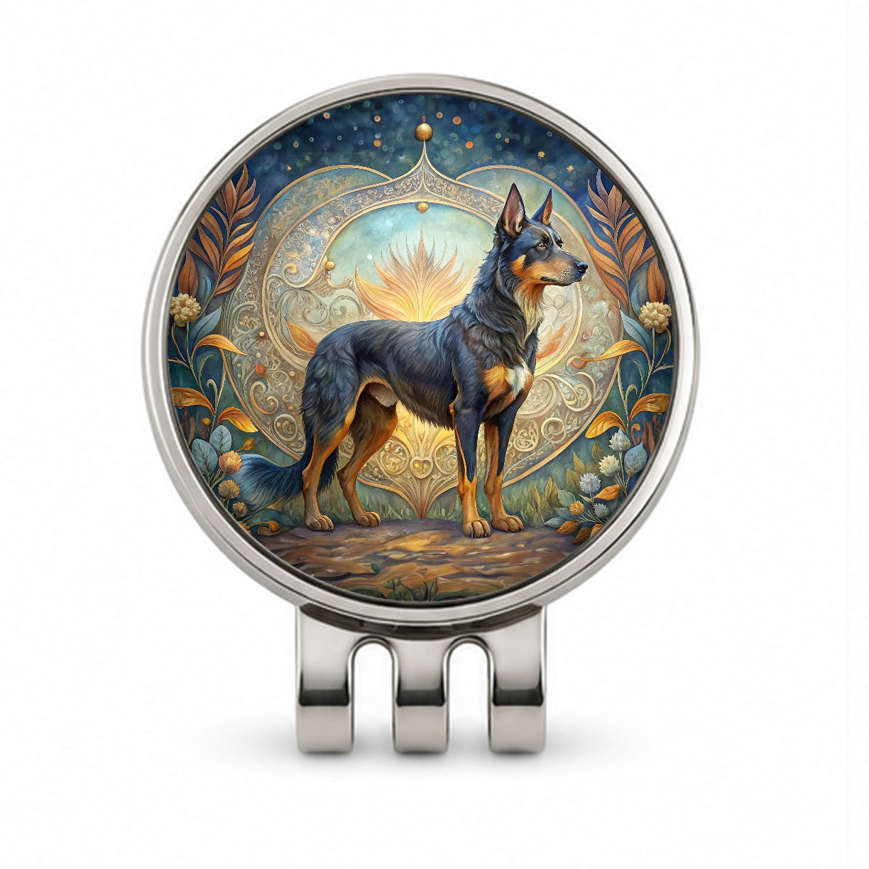 Beauceron Dog Art Nouveau Golf Hat Clip with Ball Marker