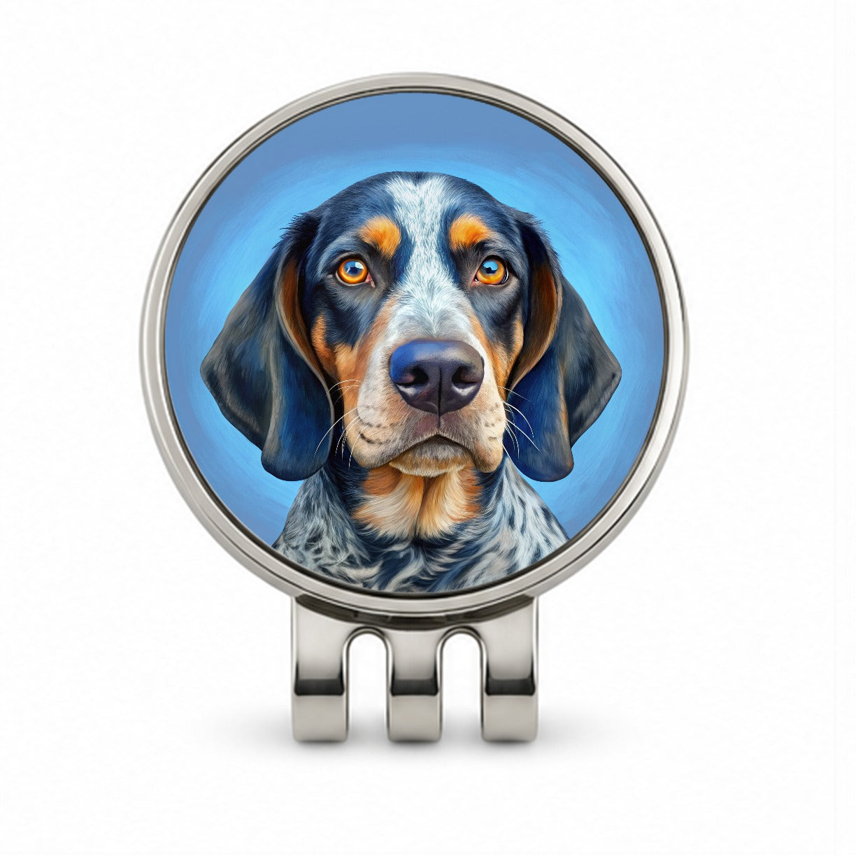 Bluetick Coonhound Dog Illustration Golf Hat Clip with Ball Marker