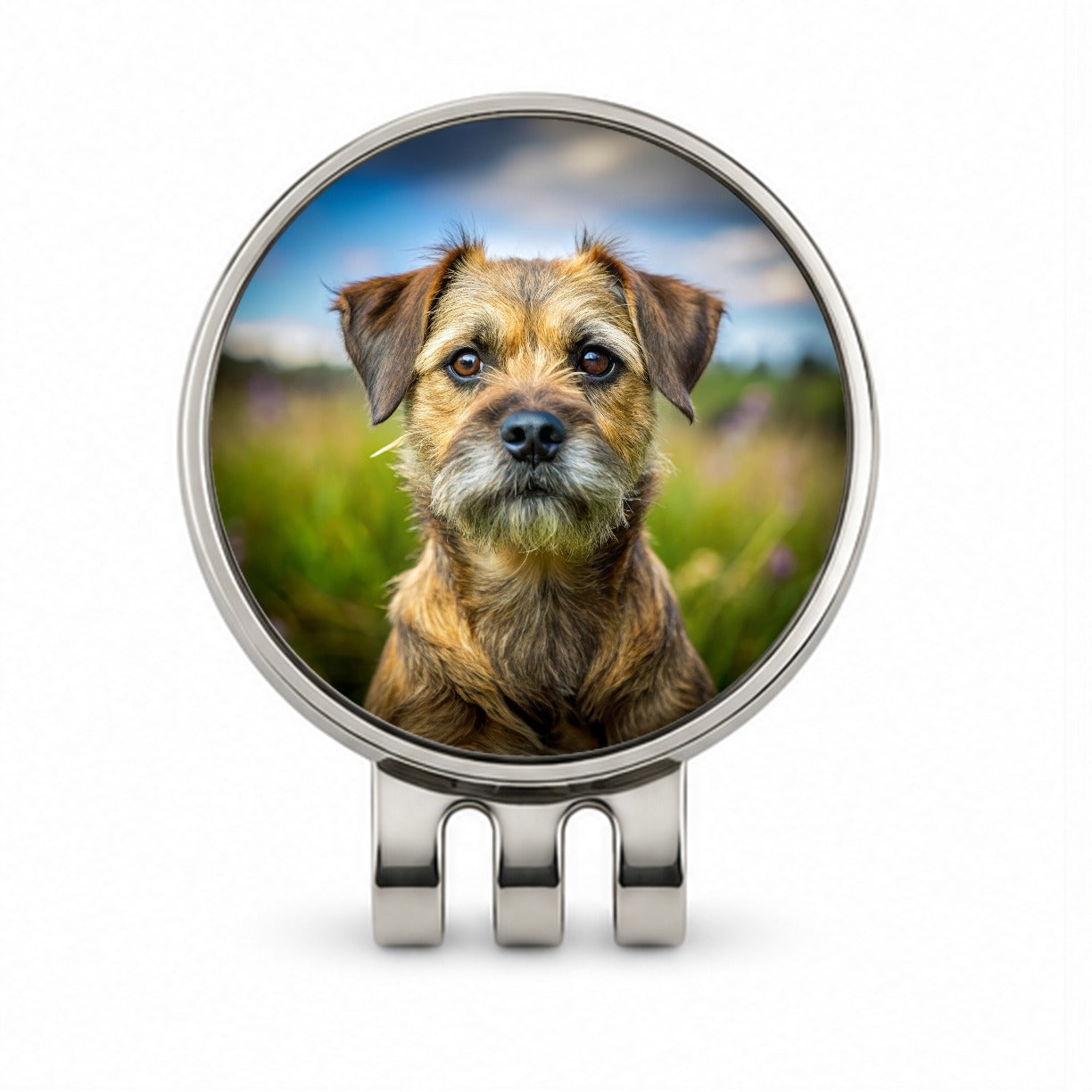 Border Terrier Dog Photo Golf Hat Clip with Ball Marker