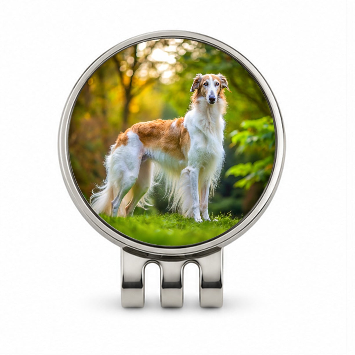 Borzoi Dog Photo Golf Hat Clip with Ball Marker