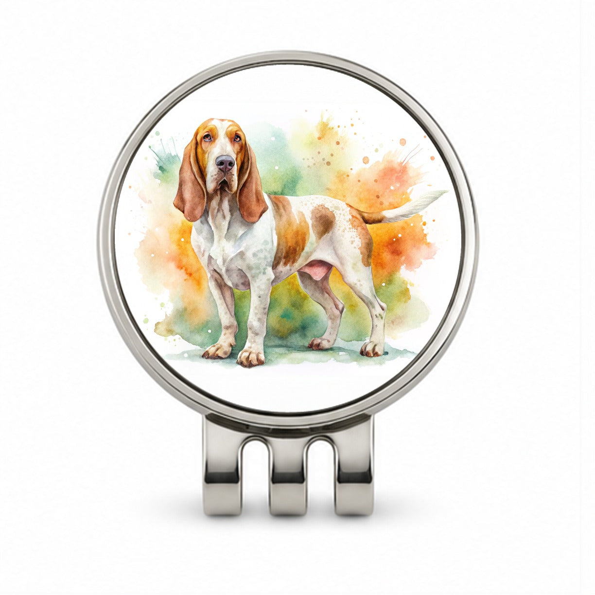 Bracco Italiano Dog Watercolor Style Golf Hat Clip with Ball Marker