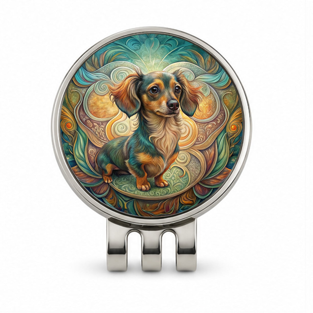 Chiweenie Dog Art Nouveau Golf Hat Clip with Ball Marker