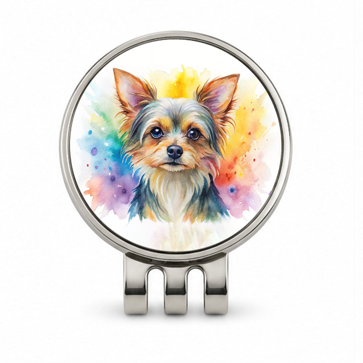 Chorkie Dog Watercolor Style Golf Hat Clip with Ball Marker