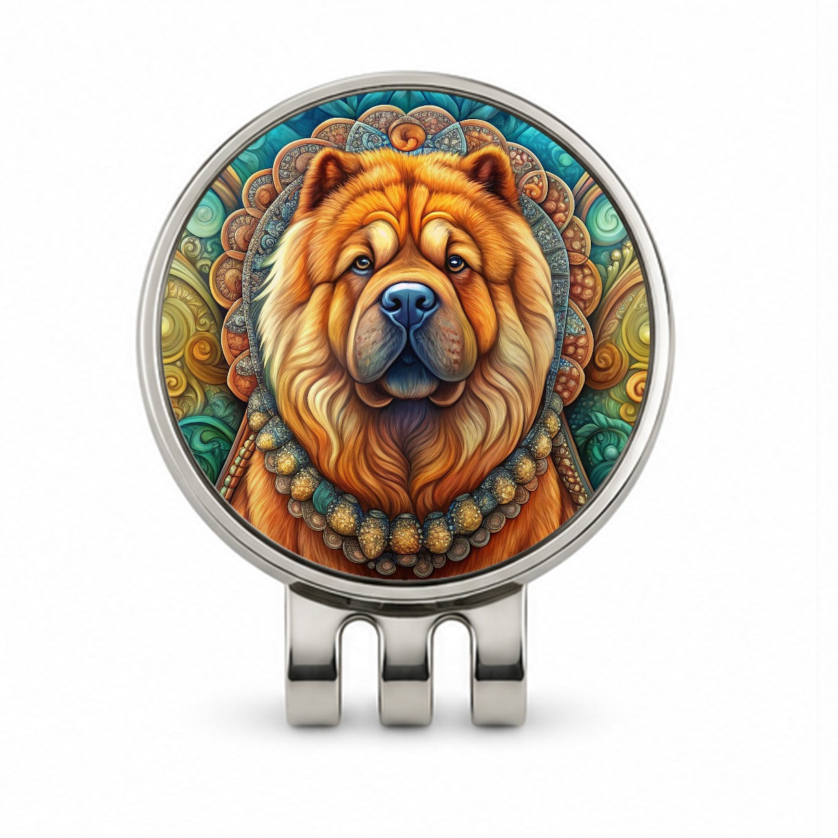 Chow Chow Dog Art Nouveau Golf Hat Clip with Ball Marker