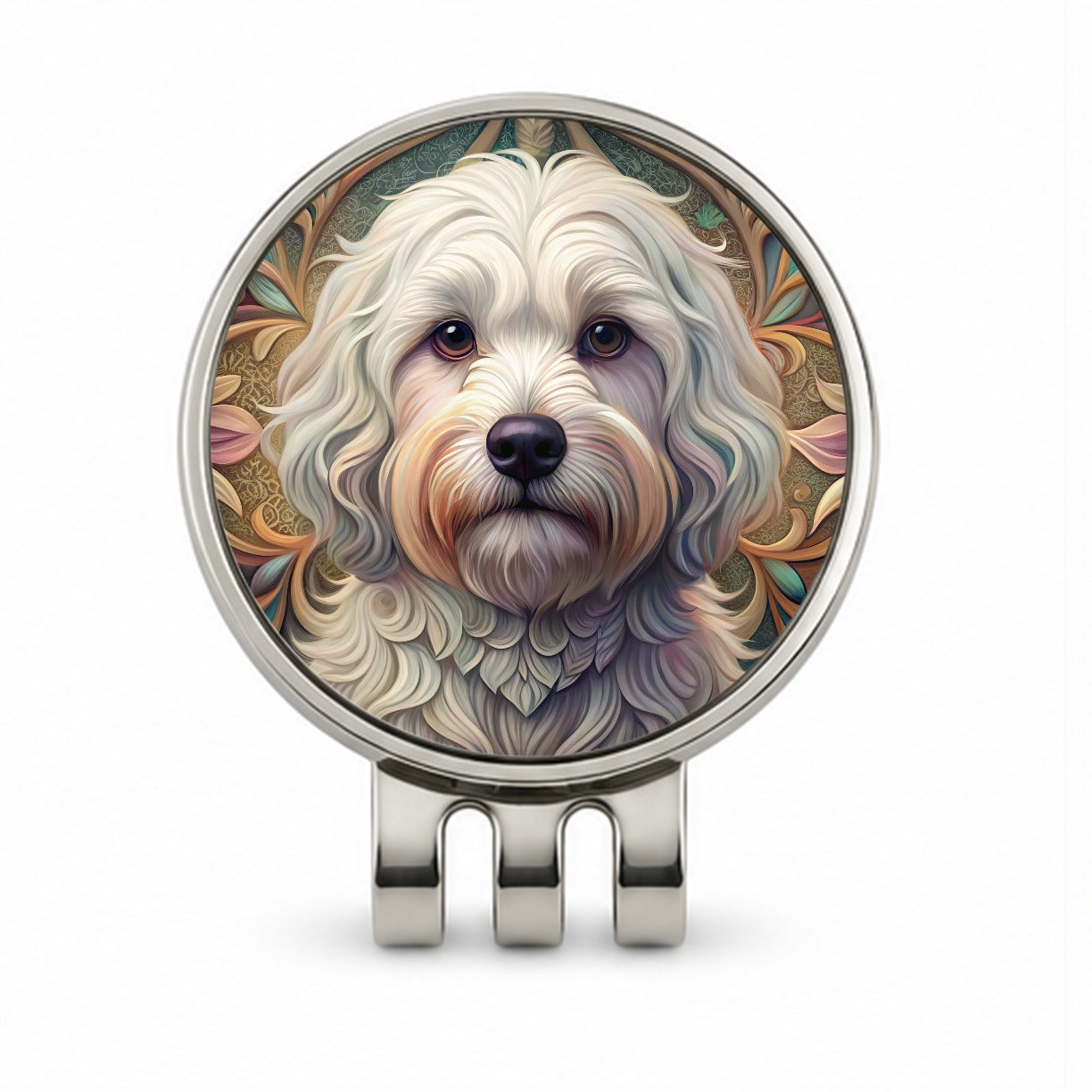 Coton De Tulear Dog Art Nouveau Golf Hat Clip with Ball Marker