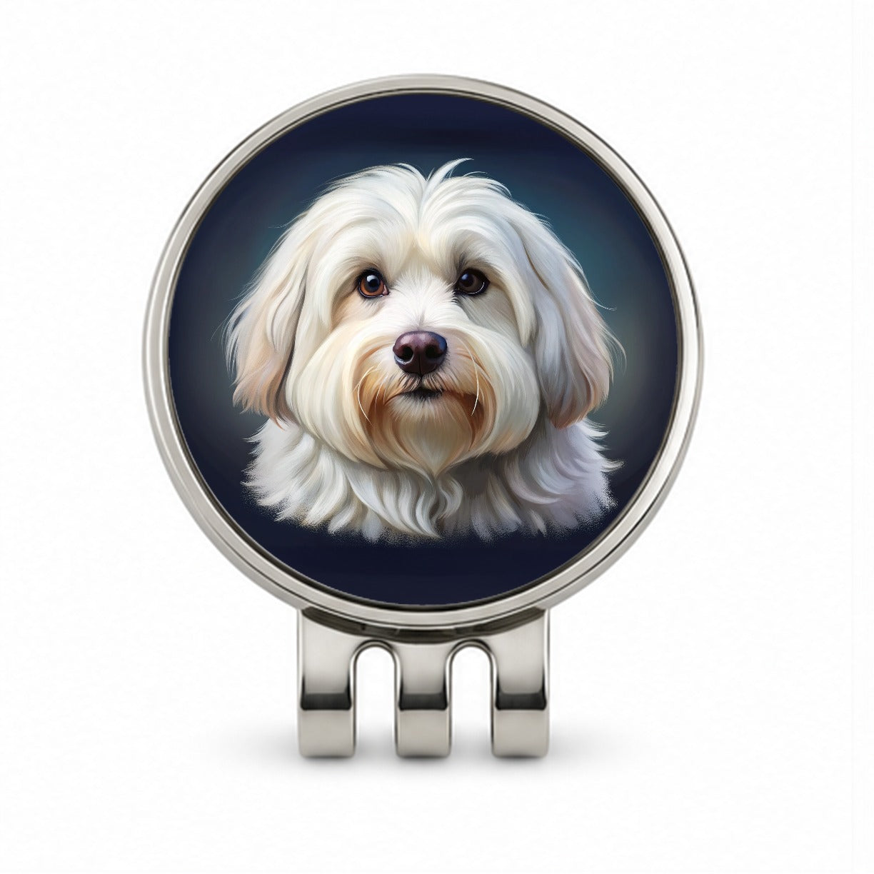 Coton De Tulear Dog Illustration Golf Hat Clip with Ball Marker