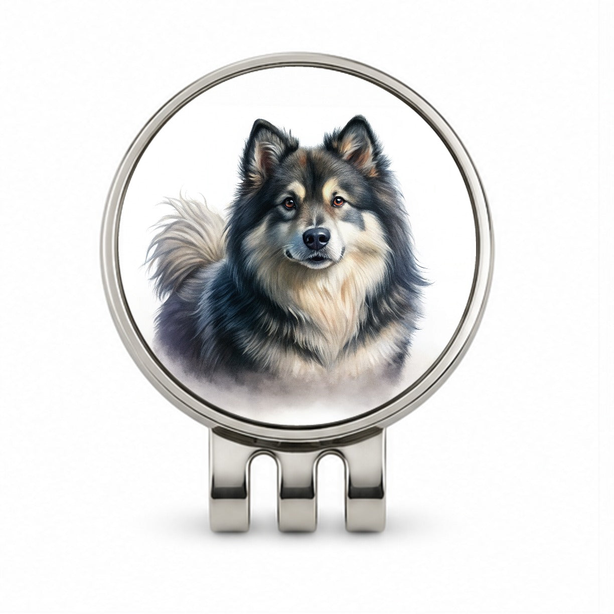 Finnish Lapphund Dog Illustration Golf Hat Clip with Ball Marker
