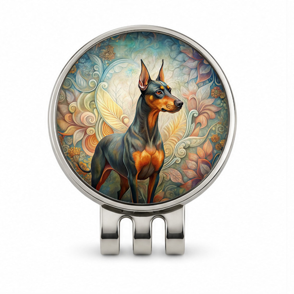 German Pinscher Dog Art Nouveau Golf Hat Clip with Ball Marker