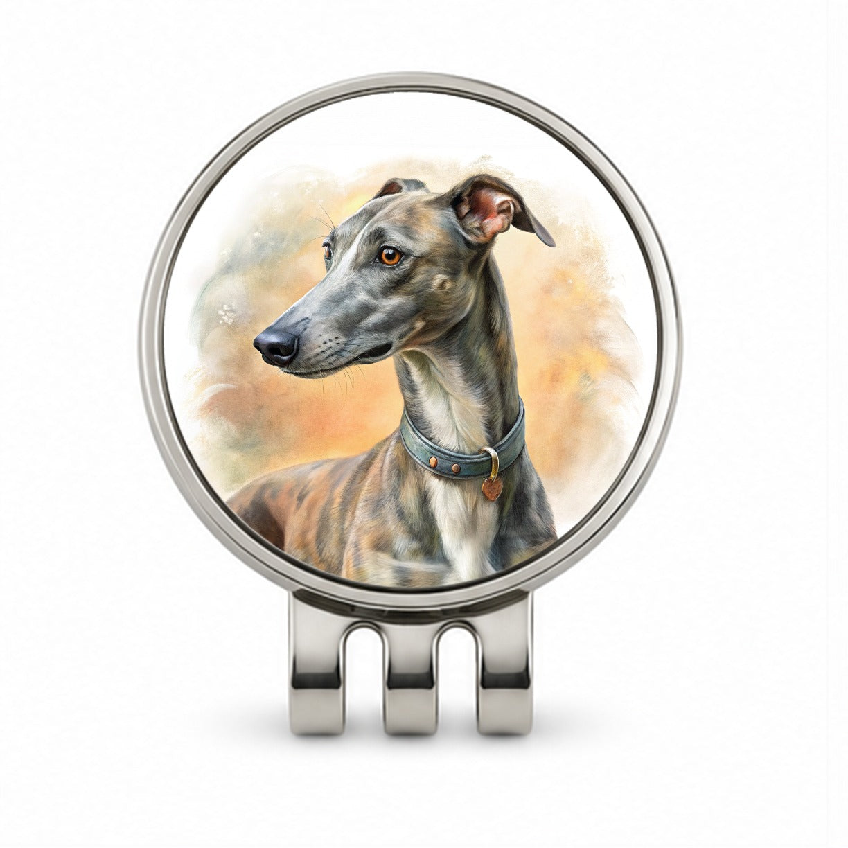 Greyhound Dog Illustration Golf Hat Clip with Ball Marker