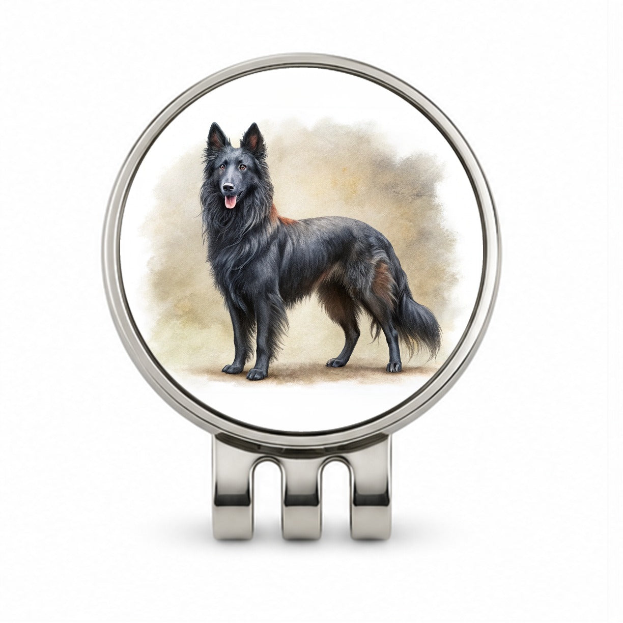 Groenendael Belgian Sheepdog Dog Illustration Golf Hat Clip with Ball Marker