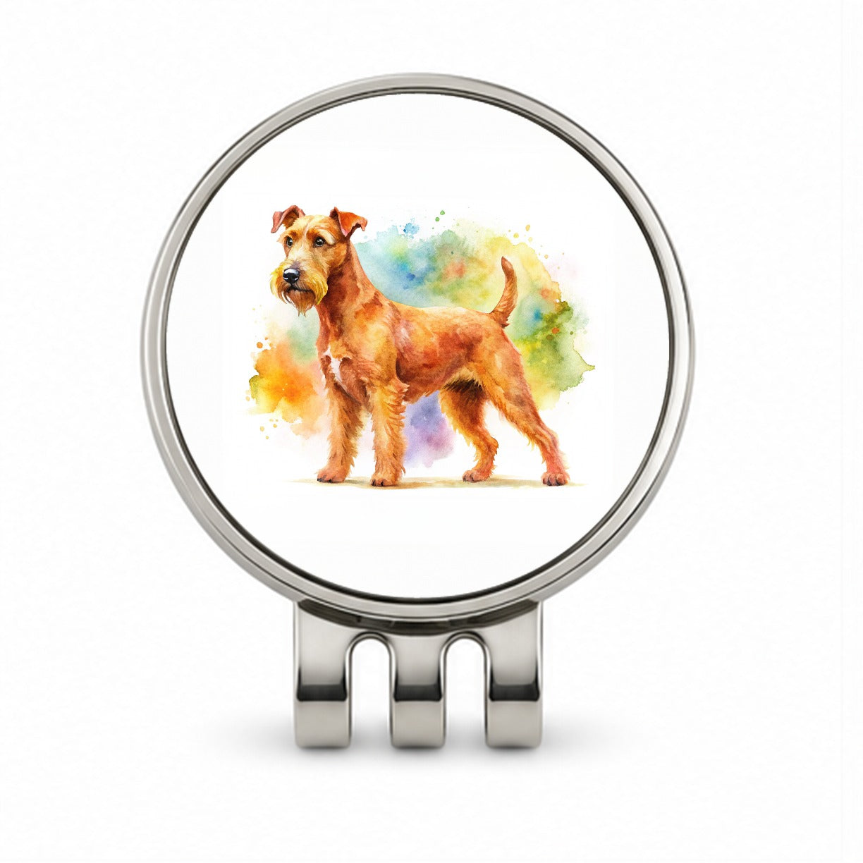 Irish Terrier Dog Watercolor Style Golf Hat Clip with Ball Marker