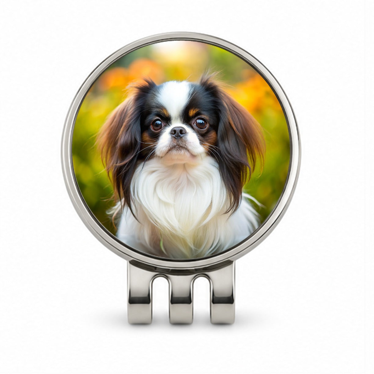 Japanese Chin Dog Photo Golf Hat Clip with Ball Marker