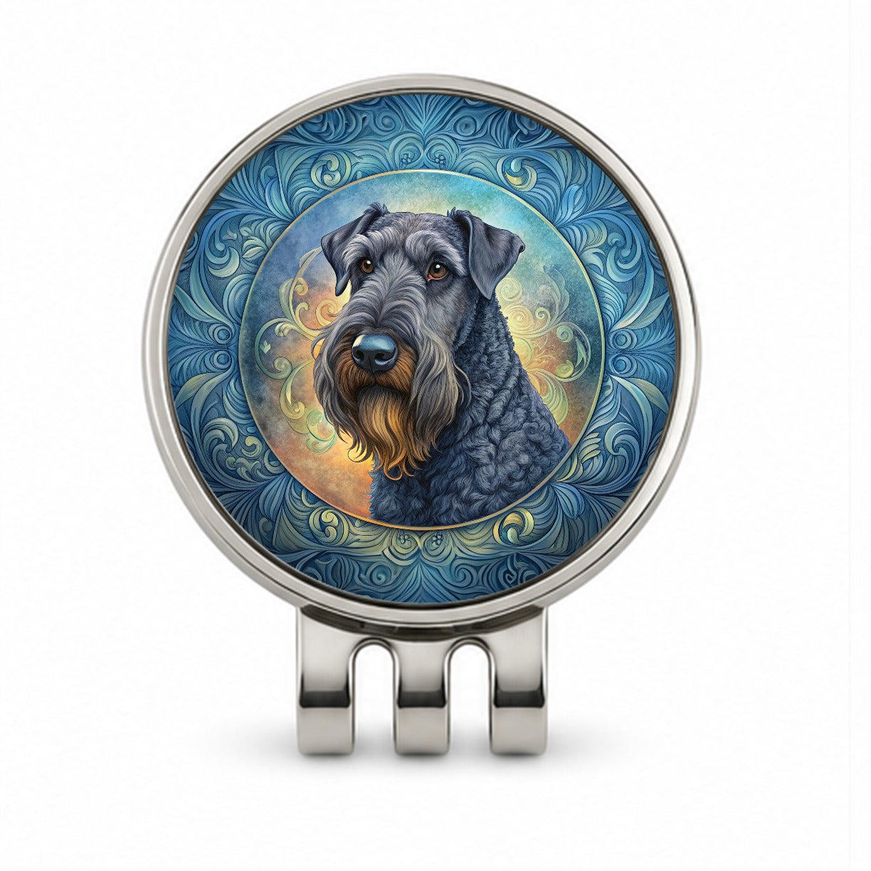 Kerry Blue Terrier Dog Art Nouveau Golf Hat Clip with Ball Marker
