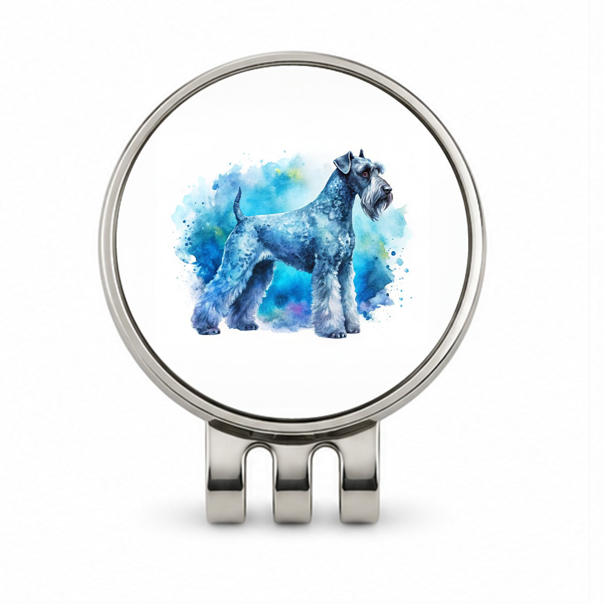 Kerry Blue Terrier Dog Watercolor Style Golf Hat Clip with Ball Marker