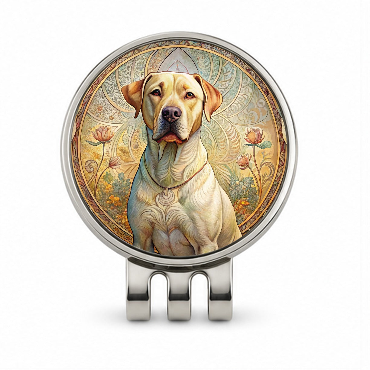 Labrabull Dog Art Nouveau Golf Hat Clip with Ball Marker