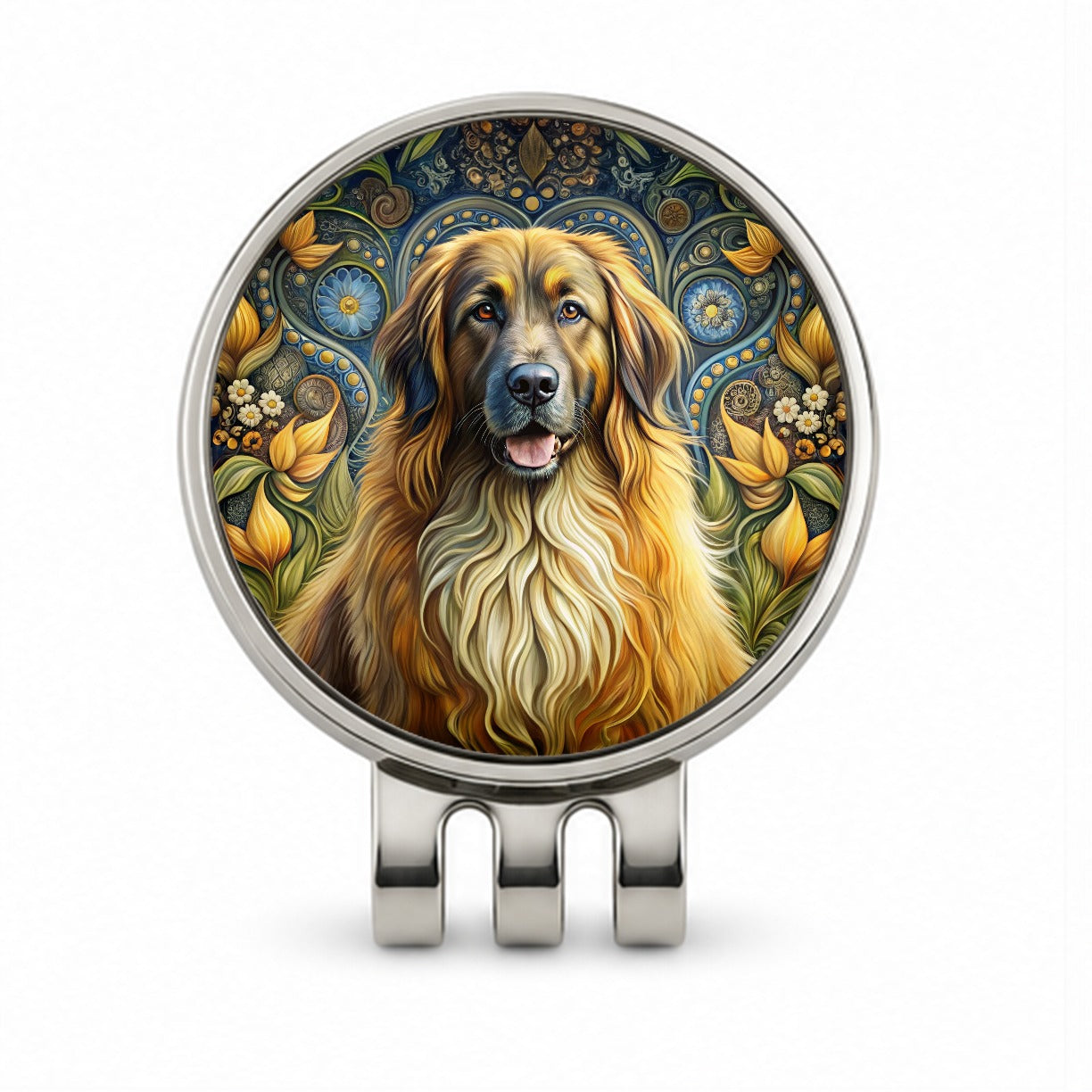 Leonberger Dog Art Nouveau Golf Hat Clip with Ball Marker