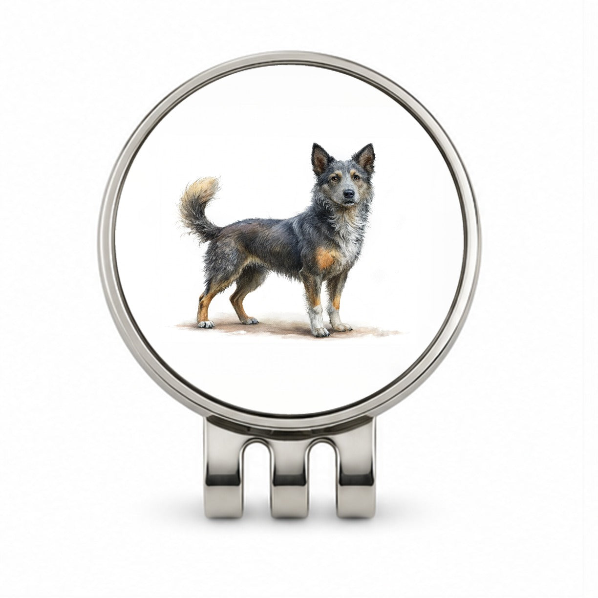 Mudi Dog Illustration Golf Hat Clip with Ball Marker