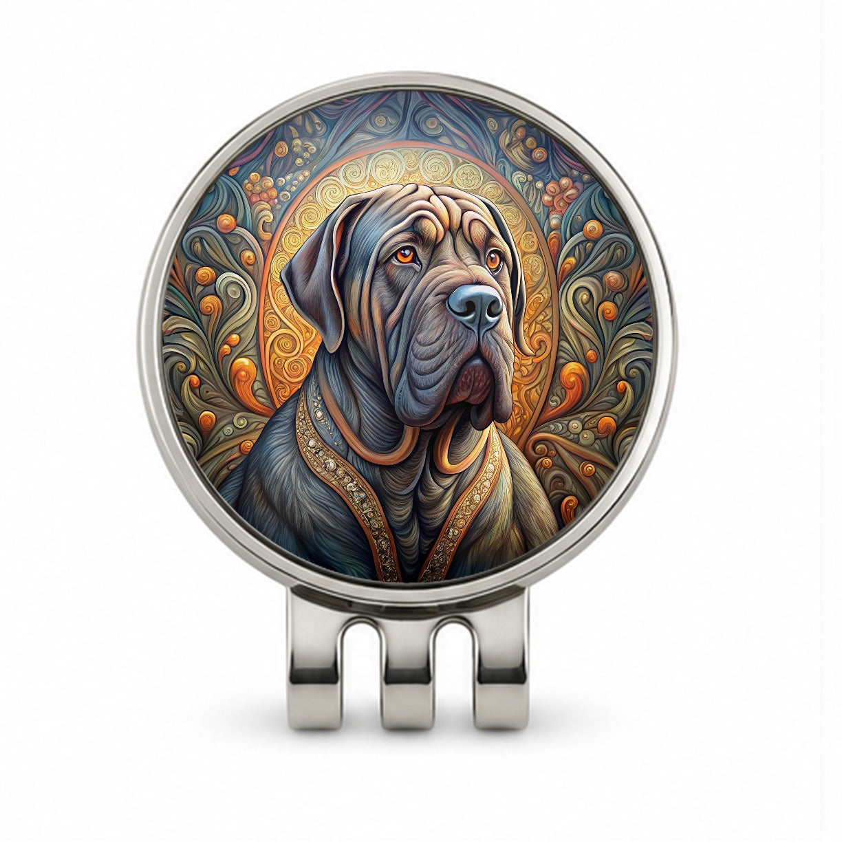 Neapolitan Mastiff Dog Art Nouveau Golf Hat Clip with Ball Marker