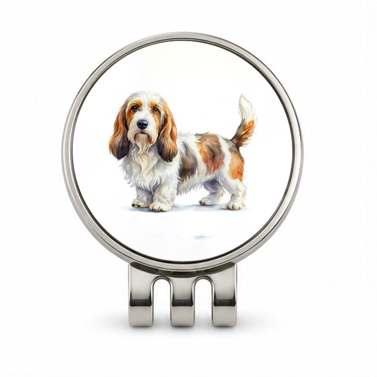 Petit Basset Griffon Vendeen Dog Watercolor Style Golf Hat Clip with Ball Marker