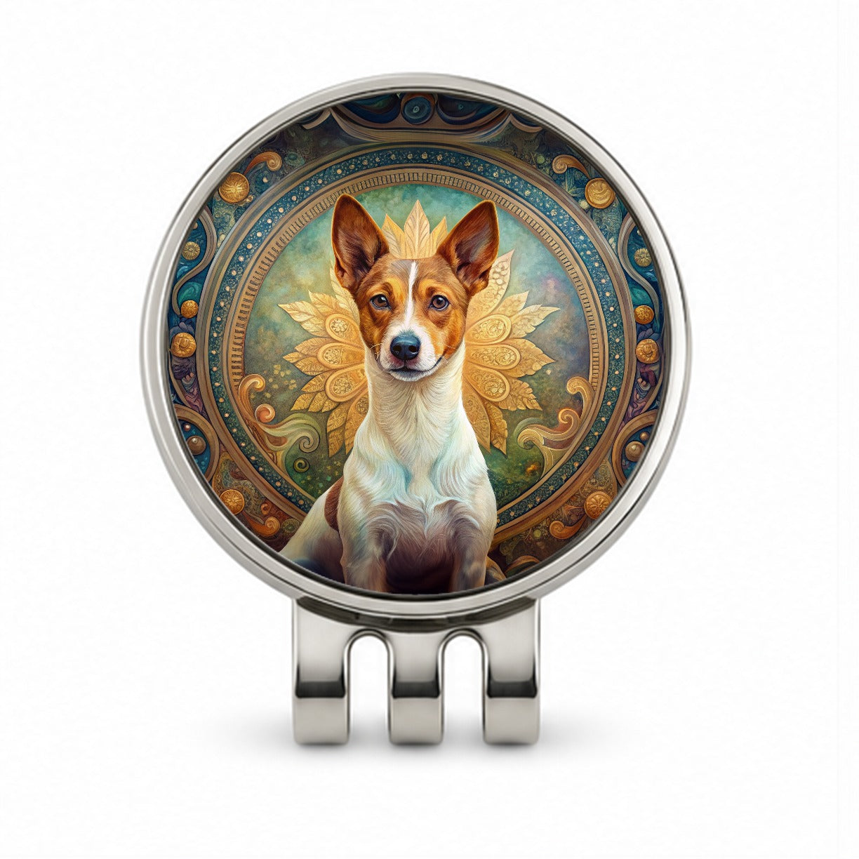 Portuguese Podengo Pequeno Dog Art Nouveau Golf Hat Clip with Ball Marker