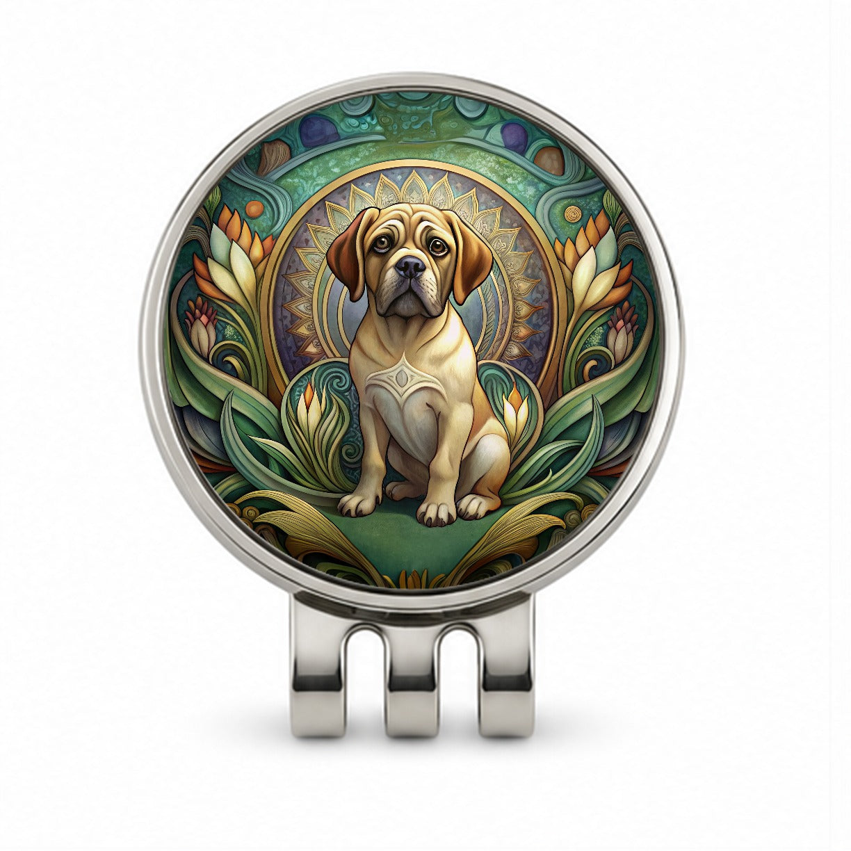 Puggle Dog Art Nouveau Golf Hat Clip with Ball Marker