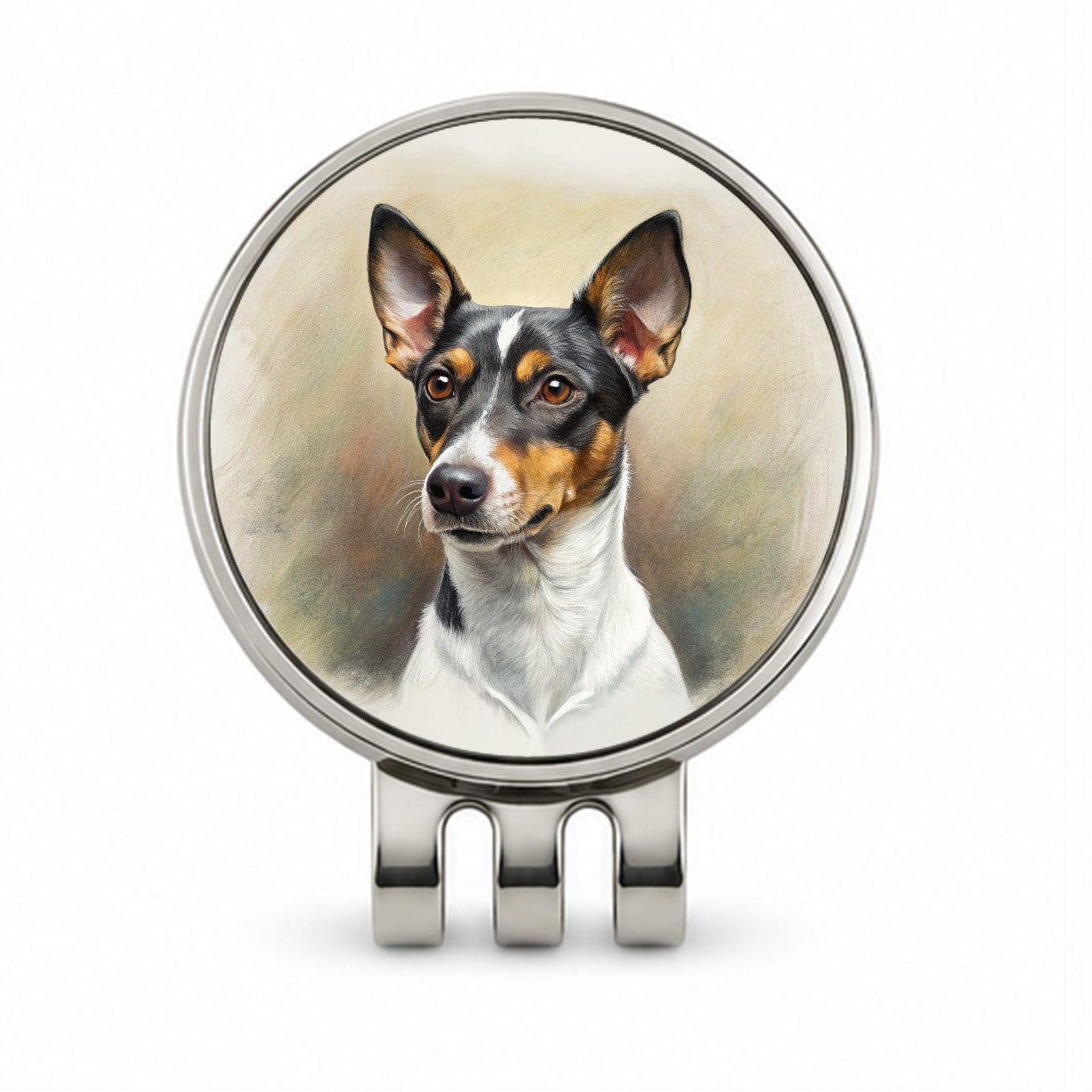 Rat Terrier Dog Illustration Golf Hat Clip with Ball Marker