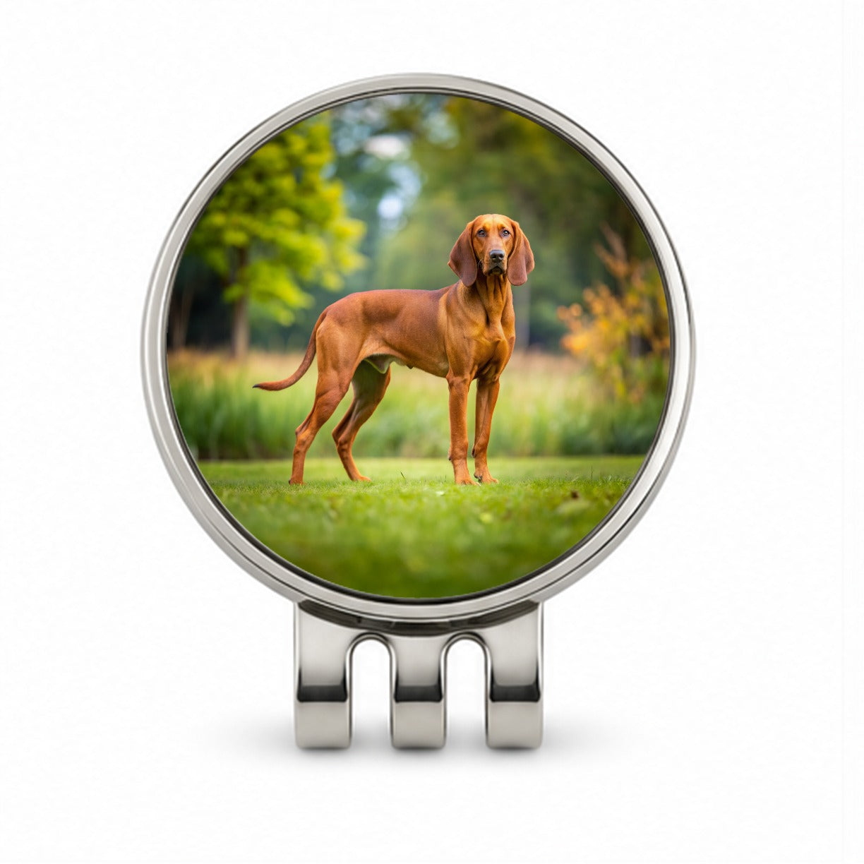 Redbone Coonhound Dog Photo Golf Hat Clip with Ball Marker