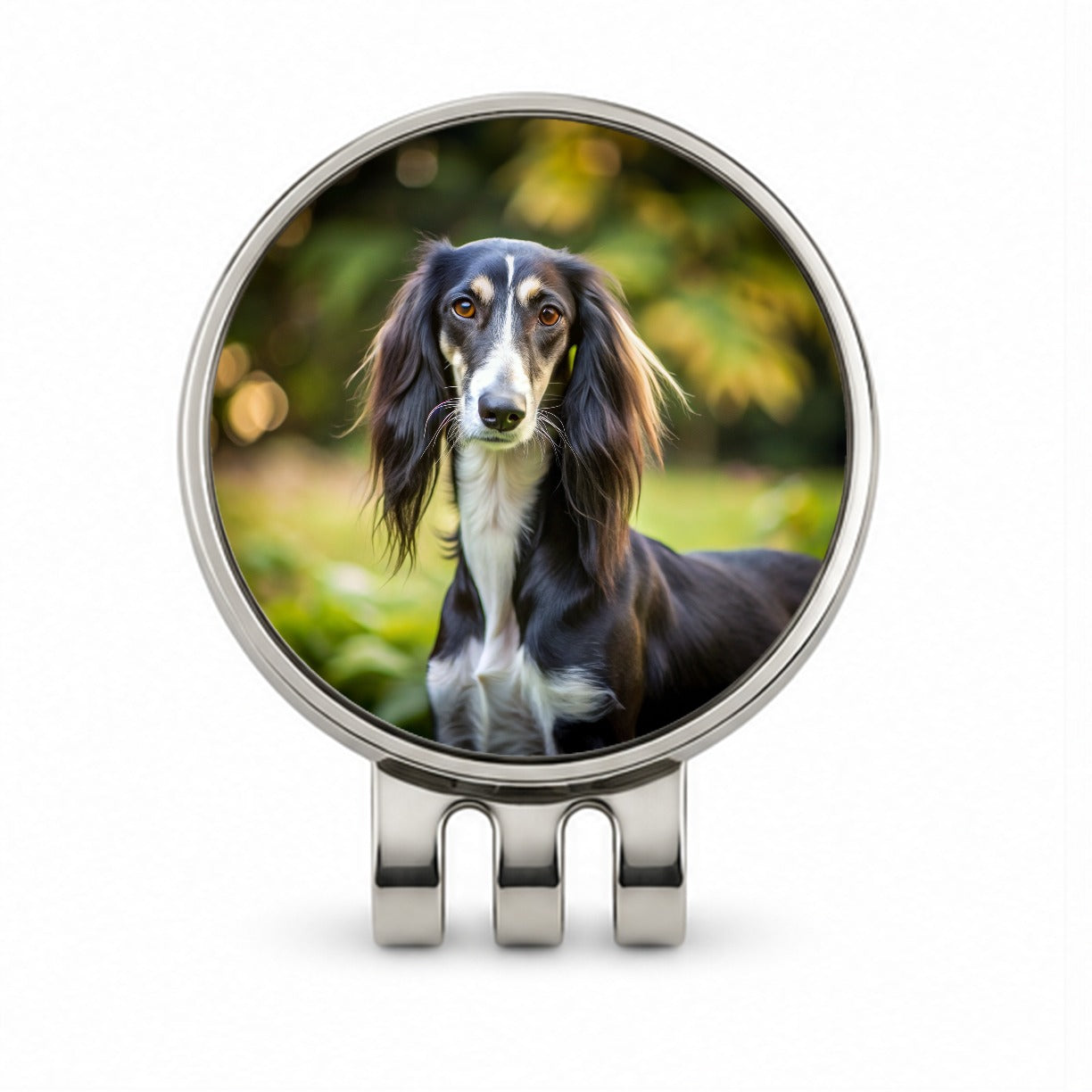 Saluki Dog Photo Golf Hat Clip with Ball Marker