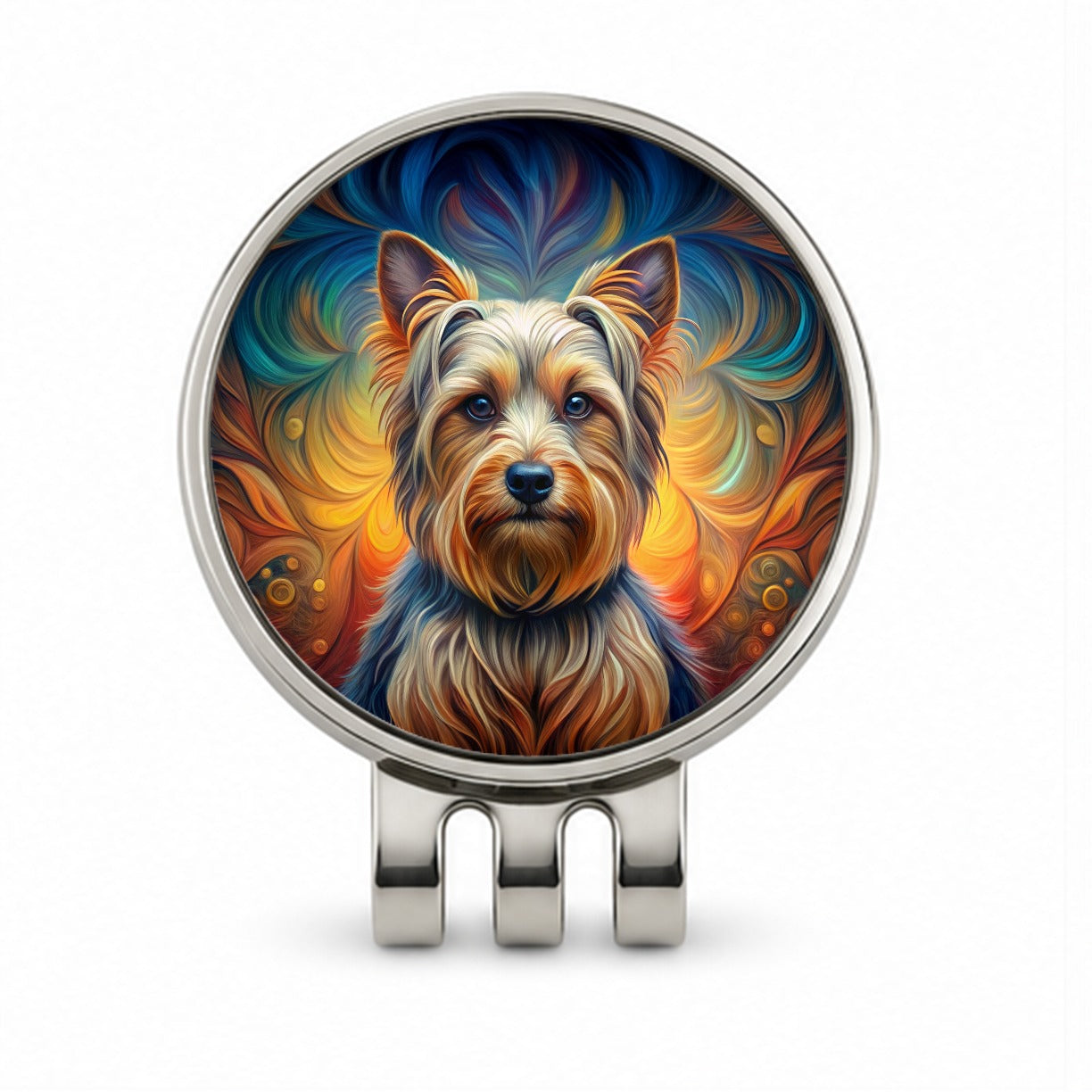 Silky Terrier Dog Art Nouveau Golf Hat Clip with Ball Marker