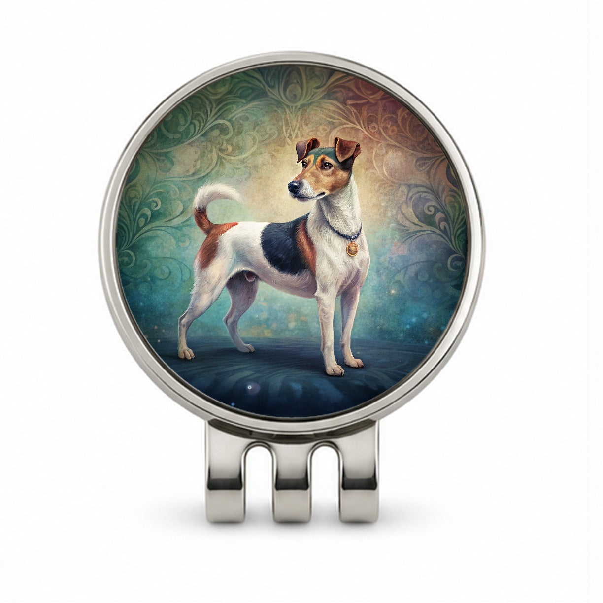 Smooth Fox Terrier Dog Art Nouveau Golf Hat Clip with Ball Marker