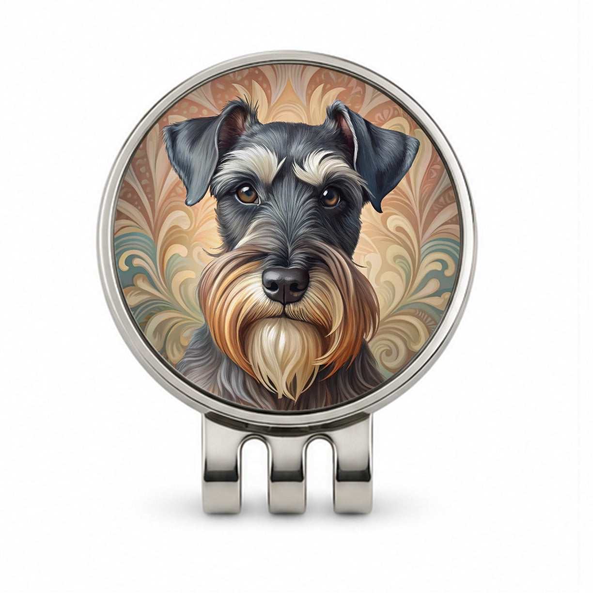 Standard Schnauzer Dog Art Nouveau Golf Hat Clip with Ball Marker