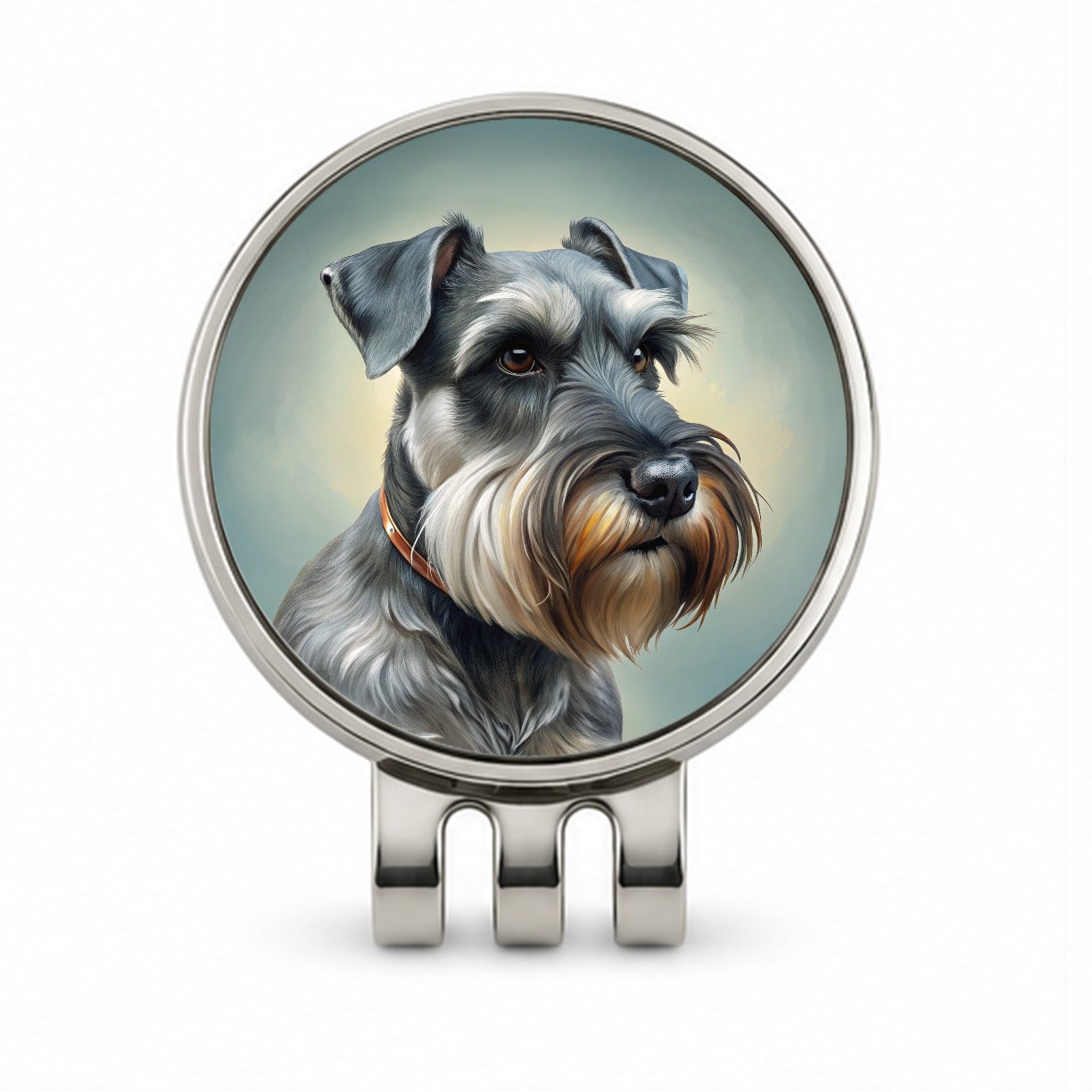 Standard Schnauzer Dog Illustration Golf Hat Clip with Ball Marker