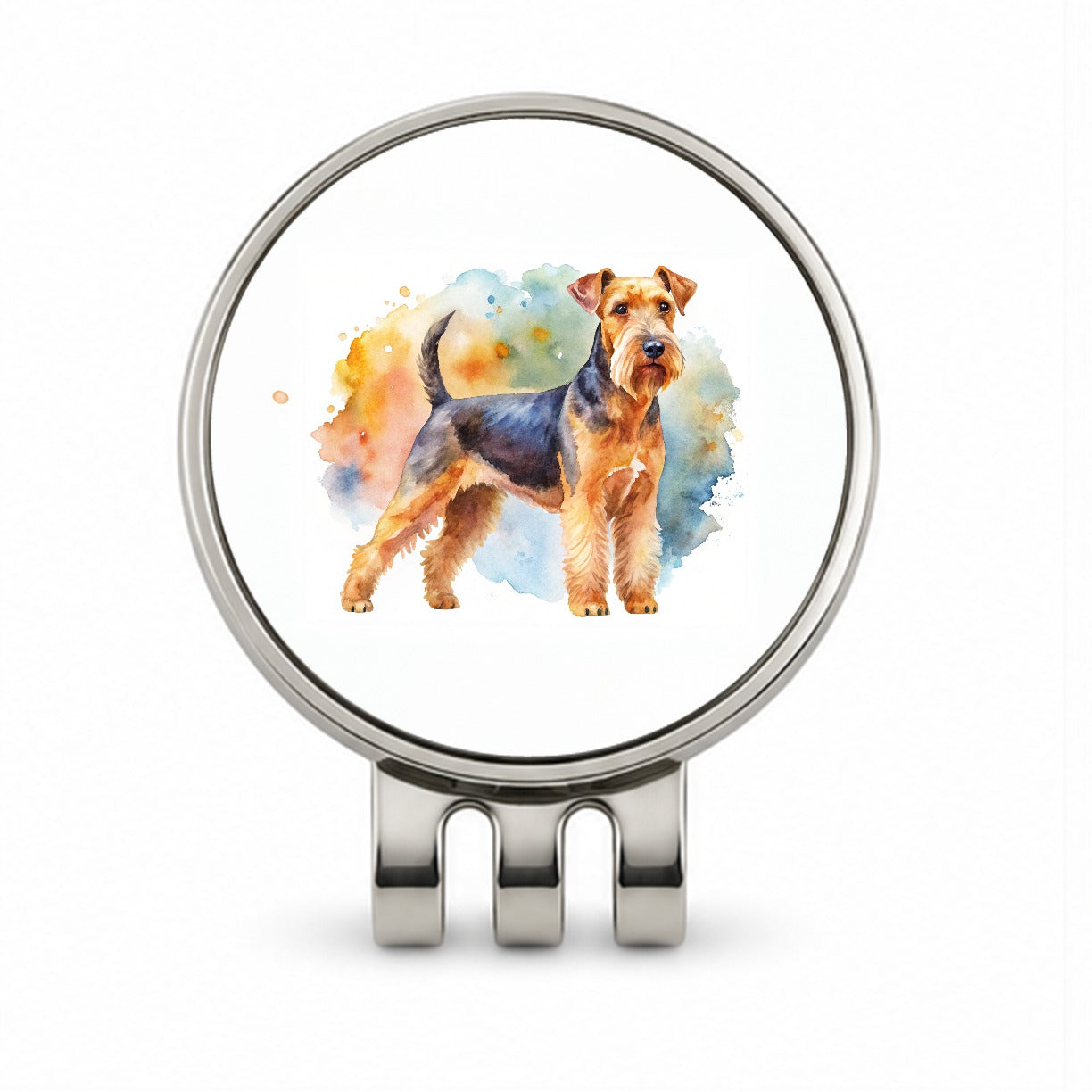 Welsh Terrier Dog Watercolor Style Golf Hat Clip with Ball Marker