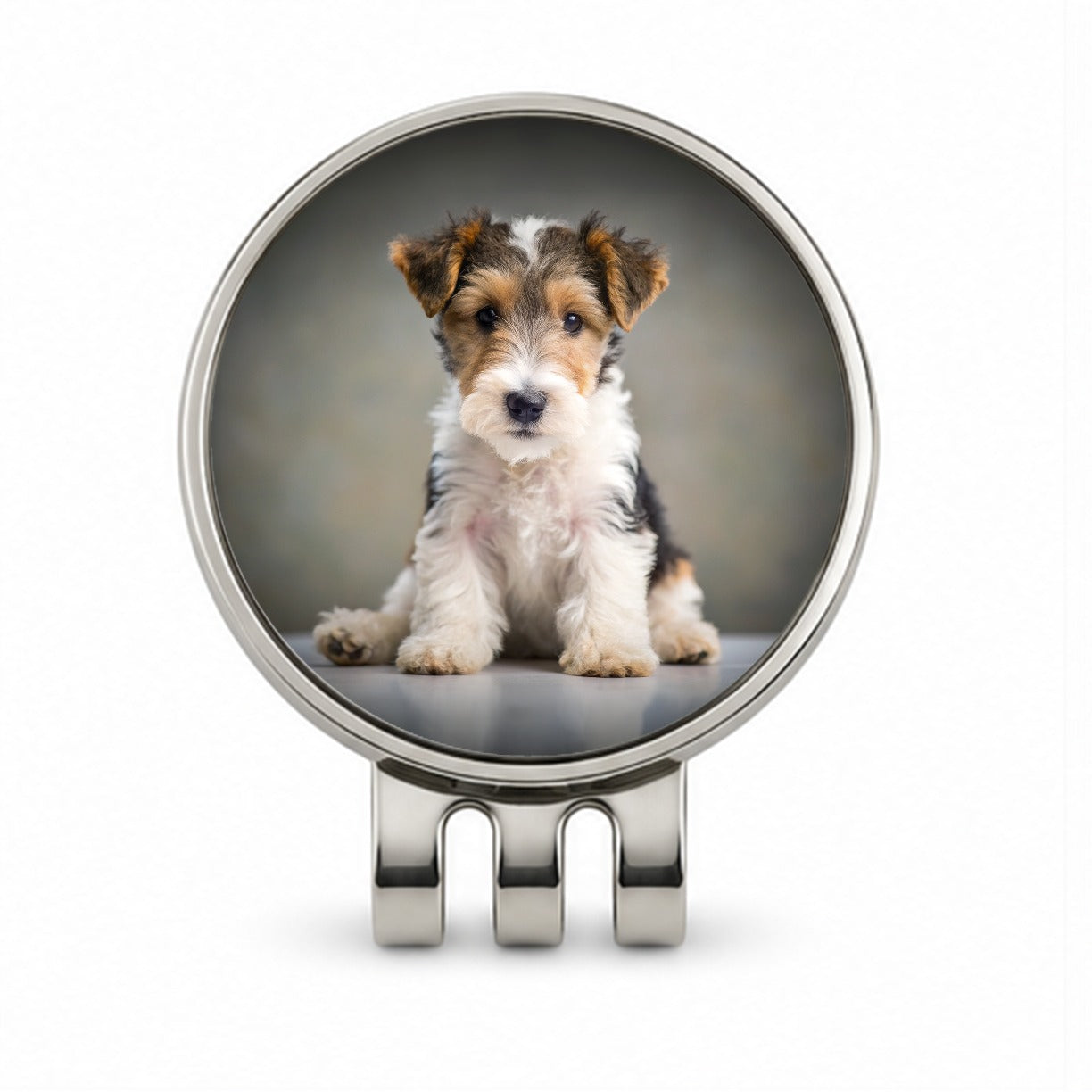 Wire Fox Terrier Dog Puppy Photo Golf Hat Clip with Ball Marker