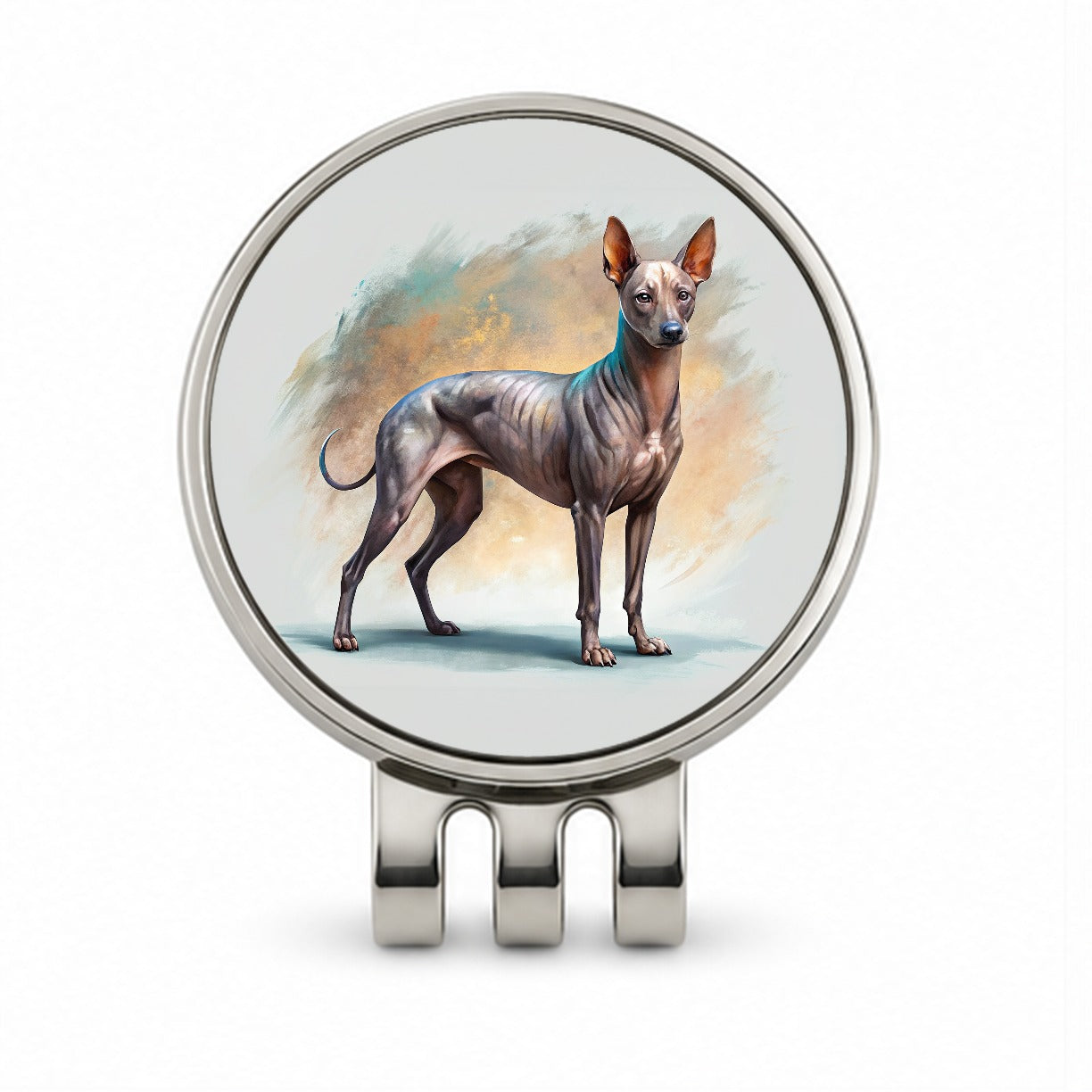 Xoloitzcuintli Xolo Mexican Hairless Dog Illustration Golf Hat Clip with Ball Marker