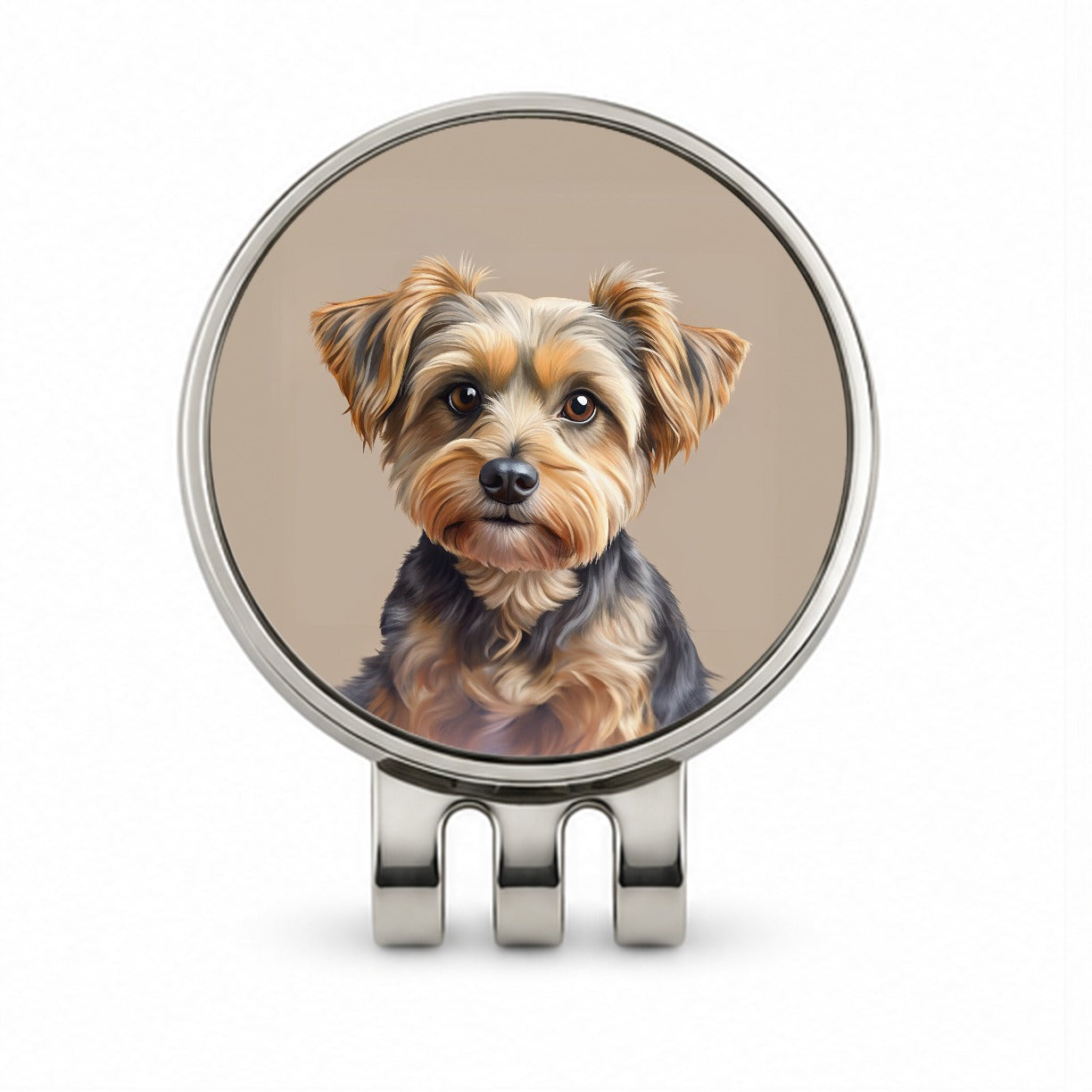 Yorkipoo Dog Illustration Golf Hat Clip with Ball Marker