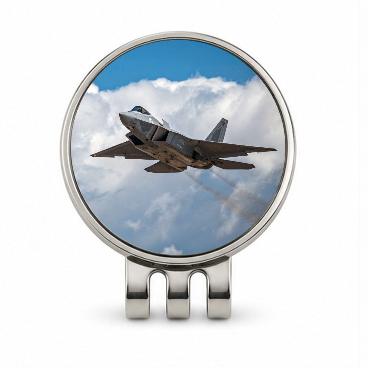 F-22 Raptor In Flight US Air Force Fighter Plane Golf Hat Clip with Ball Marker