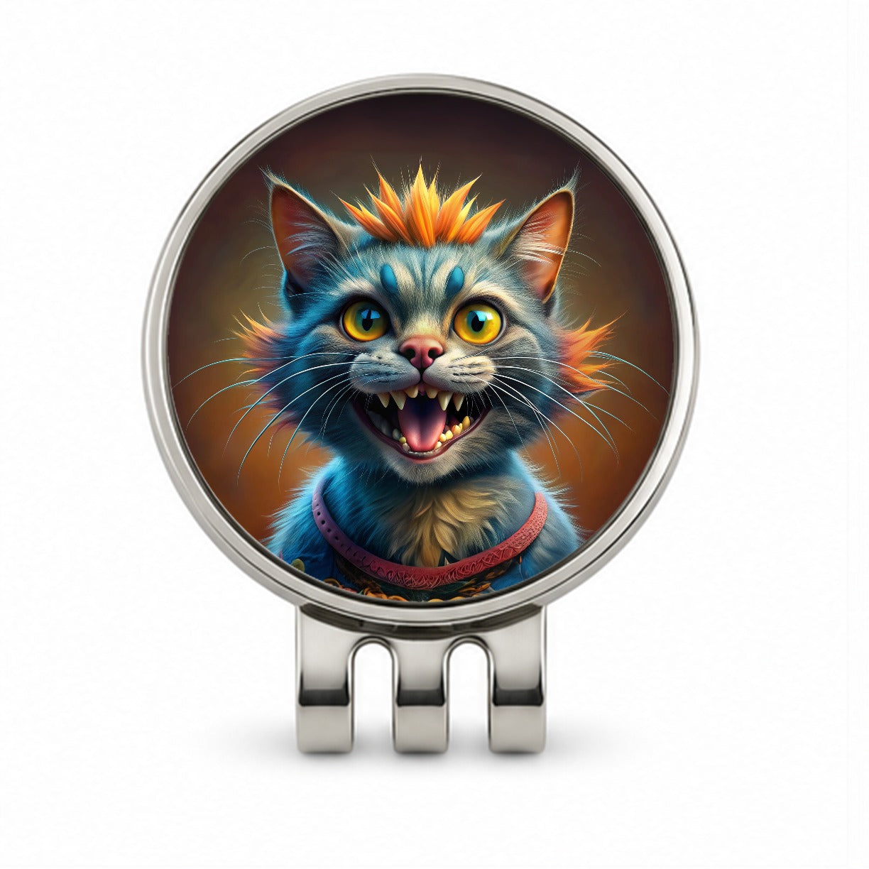 Funny Funky Crazy Cat Golf Hat Clip with Ball Marker