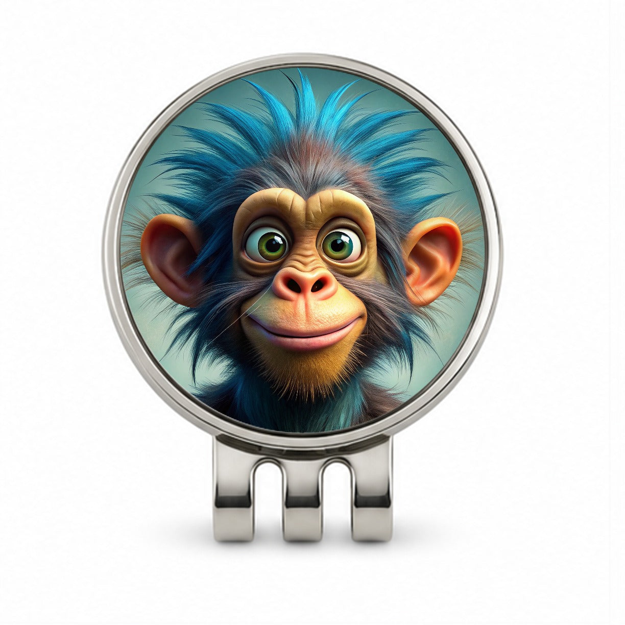 Funny Funky Crazy Monkey Golf Hat Clip with Ball Marker