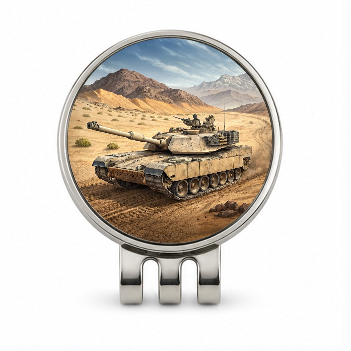 M1 Abrams Tank in the Desert Golf Hat Clip with Ball Marker