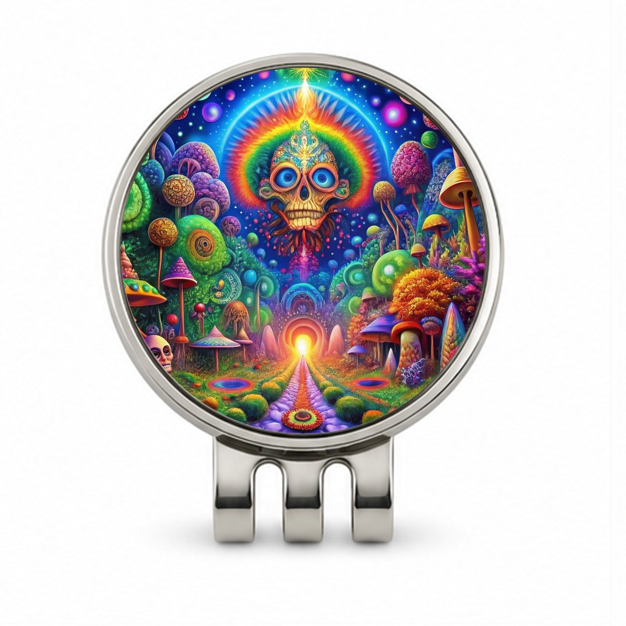 Psychedelic Fantasy Crazy Colorful Scene Golf Hat Clip with Ball Marker