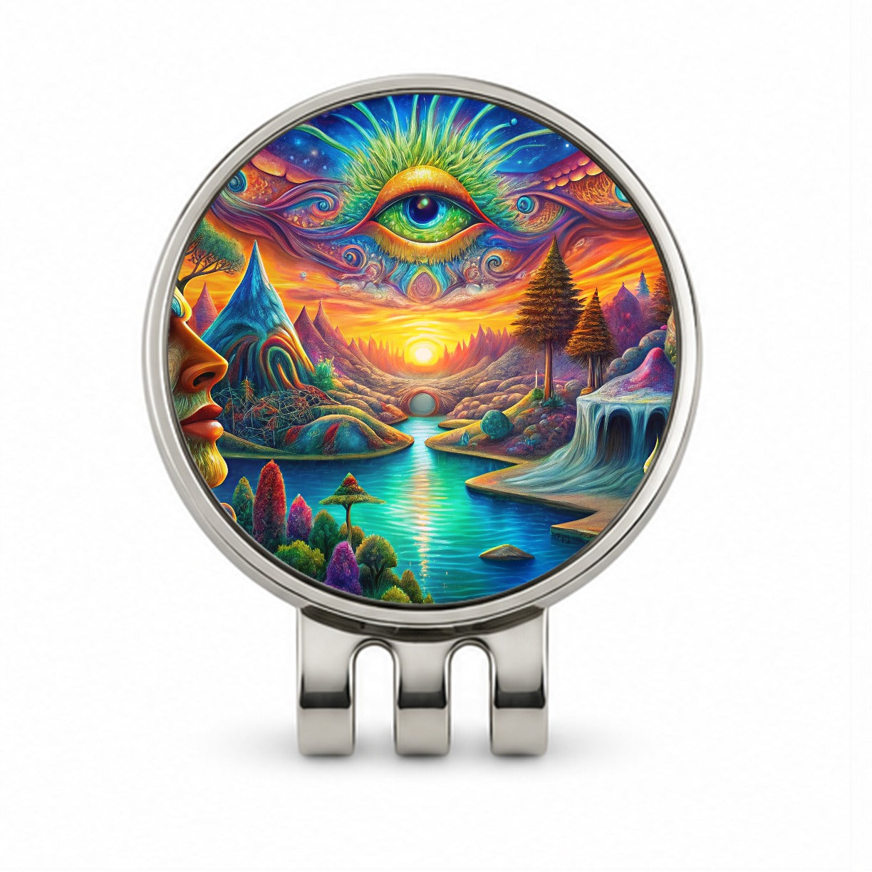 Psychedelic Trippy Artsy Design Golf Hat Clip with Ball Marker