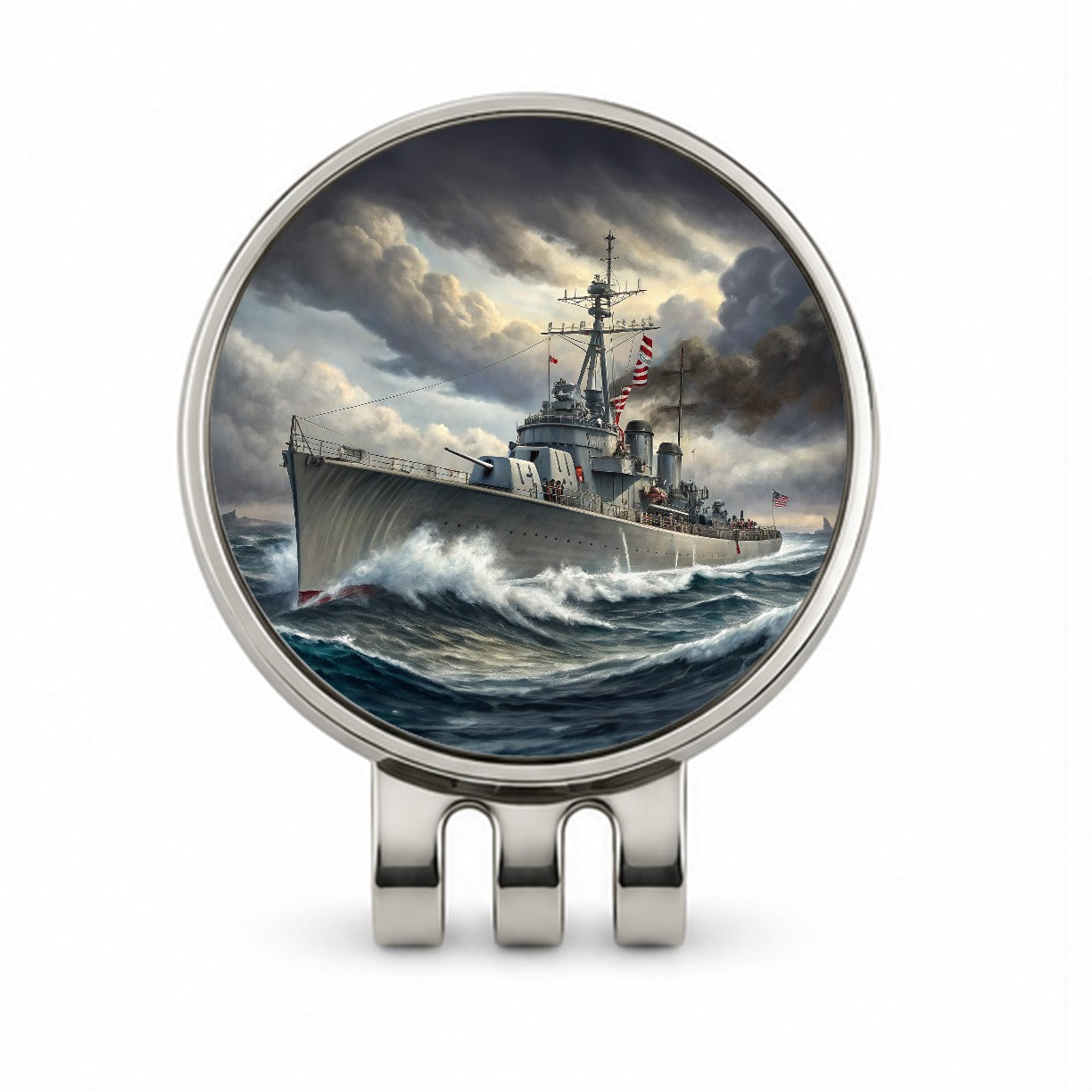 WWII Navy Destroyer Golf Hat Clip with Ball Marker